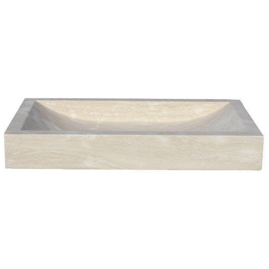 TCSC | Troia Light Travertine Rectangular Above Vanity Bathroom Vessel Sink (W)16" (L)27.5" (H)4"