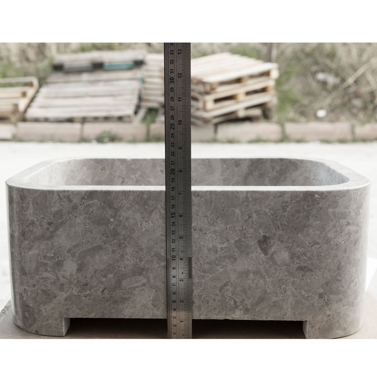 TCSC | Tundra Gray Marble Rectangular Wall-mount Bathroom Sink (W)12" (L)18" (H)7"