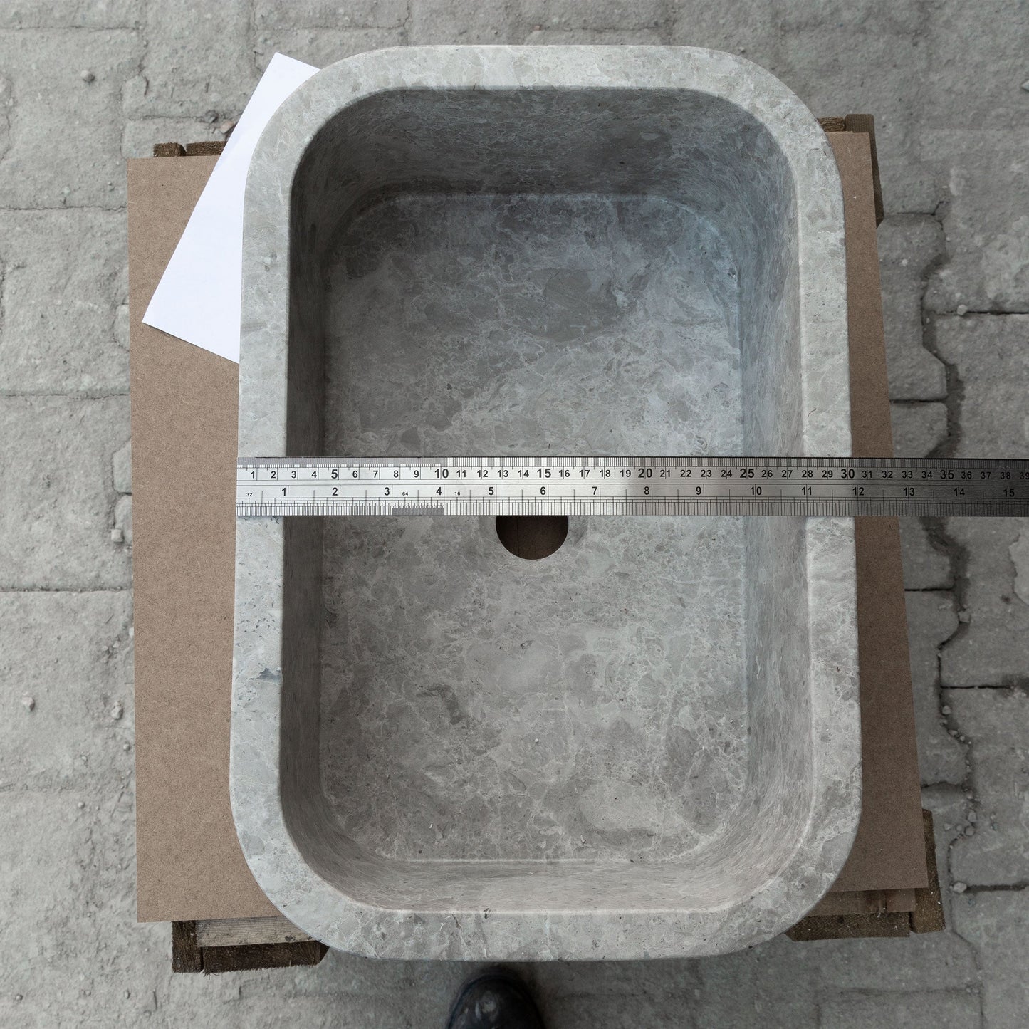 TCSC | Tundra Gray Marble Rectangular Wall-mount Bathroom Sink (W)12" (L)18" (H)7"