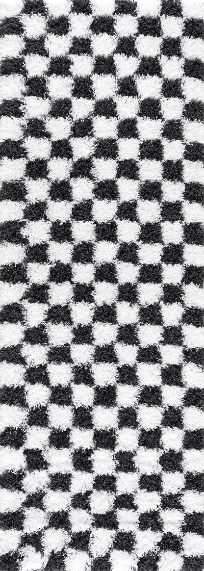 Atira Black & White Checkered Area Rug.