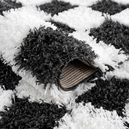 Atira Black & White Checkered Area Rug.