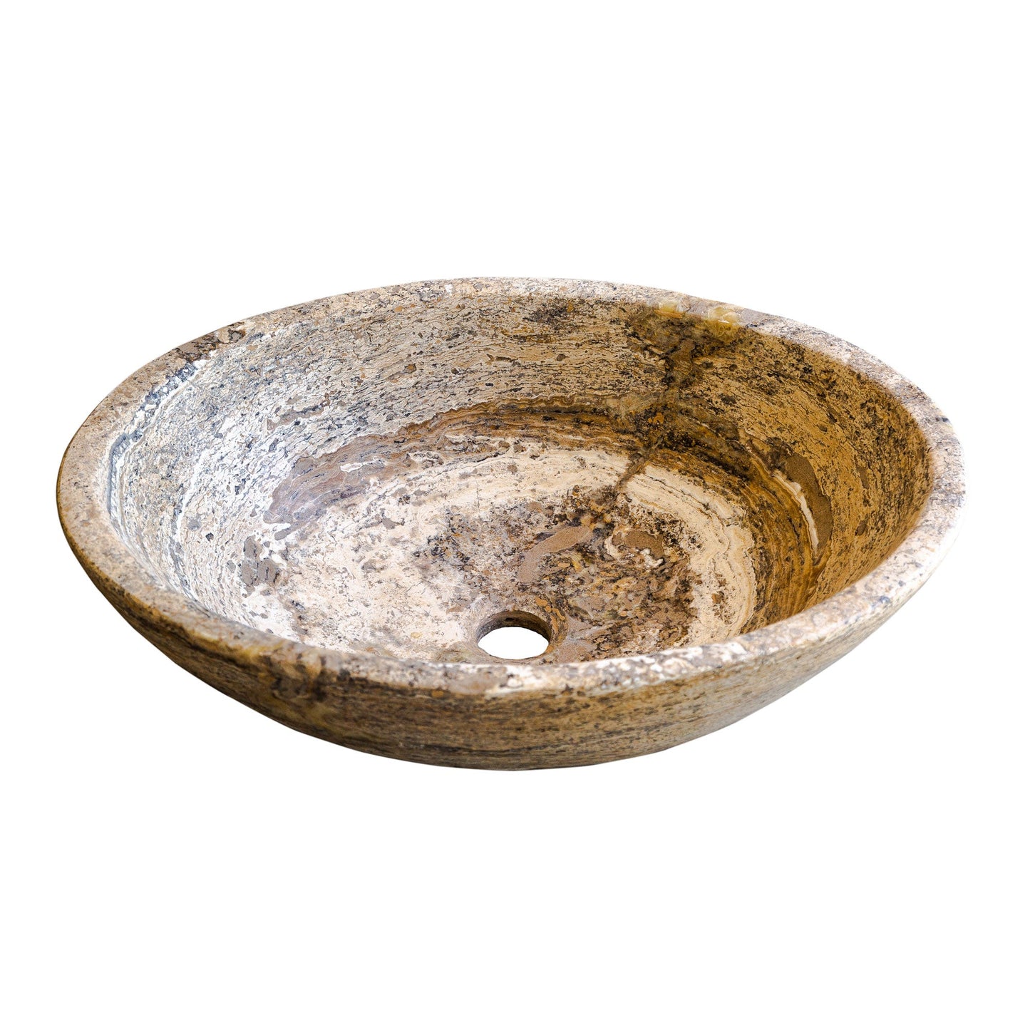 Valencia Travertine Natural Stone Above Vanity Oval Vessel Sink (W)16" (L)21" (H)6"