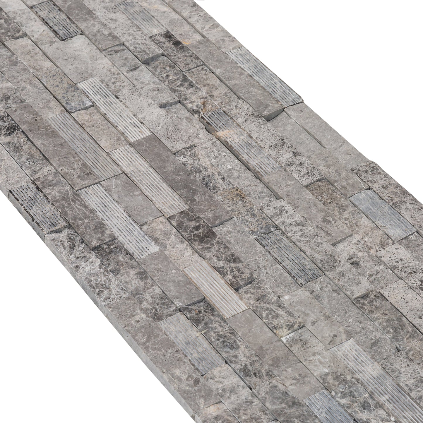 TCSC | Ventana Gray Ledger 3D Panel 6"x24" Multi Surface Natural Marble Wall Tile - Belair Collection