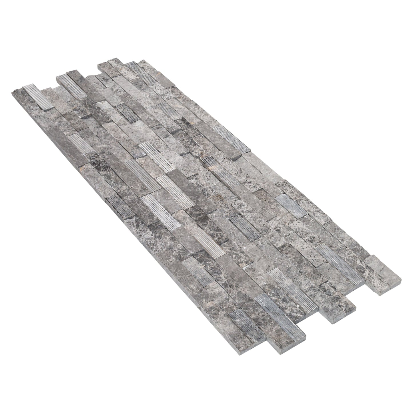 TCSC | Ventana Gray Ledger 3D Panel 6"x24" Multi Surface Natural Marble Wall Tile - Belair Collection