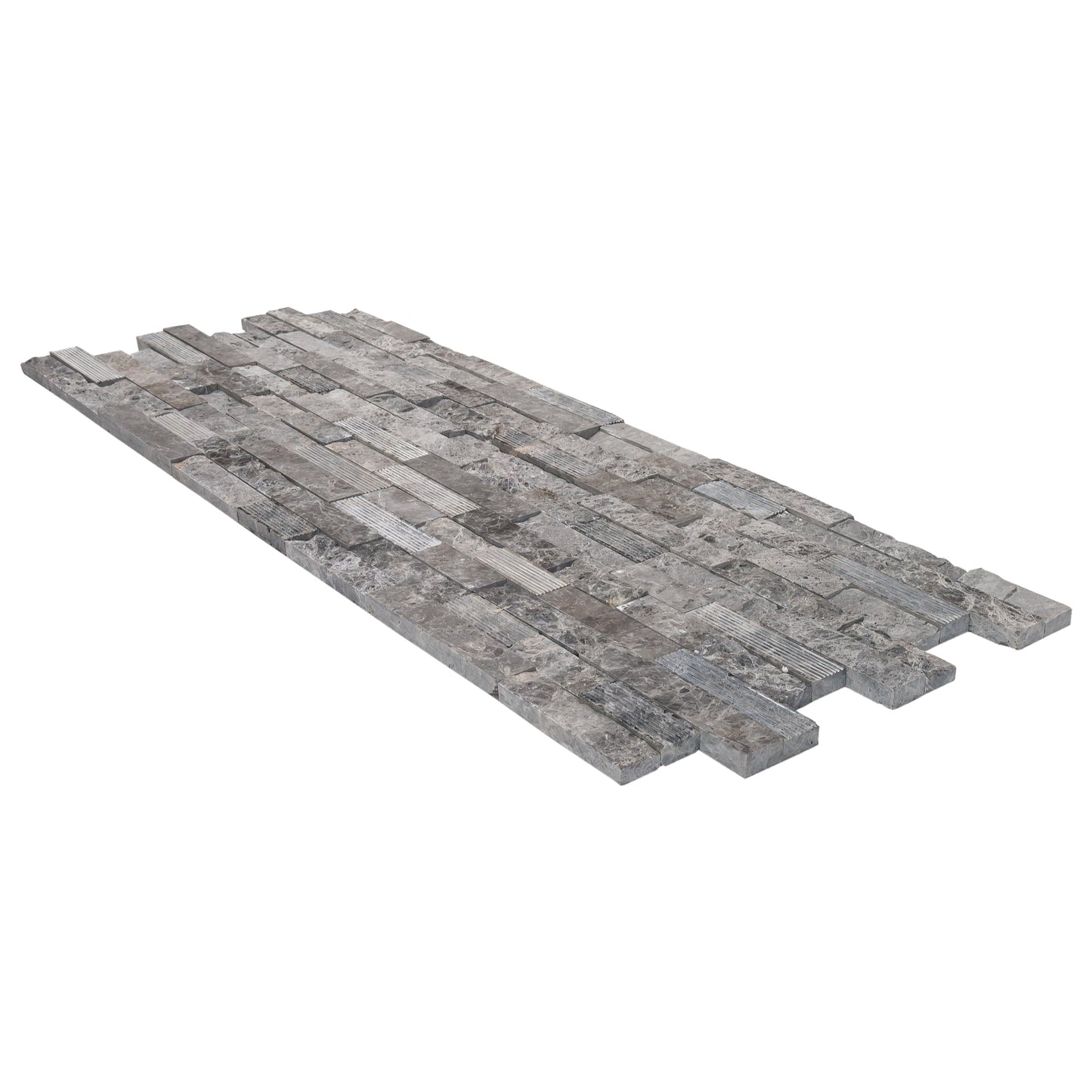 TCSC | Ventana Gray Ledger 3D Panel 6"x24" Multi Surface Natural Marble Wall Tile - Belair Collection