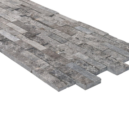 TCSC | Ventana Gray Ledger 3D Panel 6"x24" Multi Surface Natural Marble Wall Tile - Belair Collection