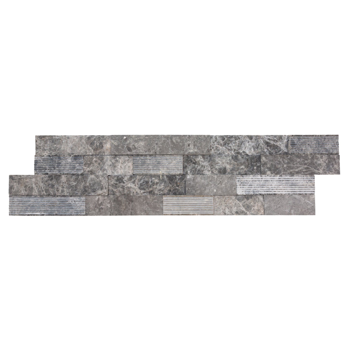 TCSC | Ventana Gray Ledger 3D Panel 6"x24" Multi Surface Natural Marble Wall Tile - Belair Collection