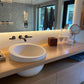 White Limestone Natural Stone Sloped Rim Above Vanity Bathroom Sink