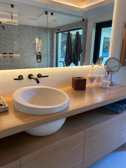 TCSC | White Limestone Natural Stone Sloped Rim Above Vanity Bathroom Sink