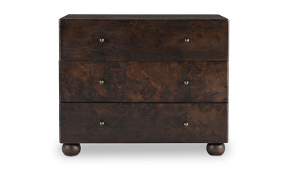 York Brown 3 Drawer Nightstand