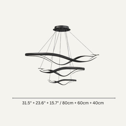 Residence Supply B - Black - 3 Rings - 31.5" + 23.6" + 15.7" / 80cm + 60cm + 40cm - 126W / Warm White (3000K) Aaliyah Chandelier