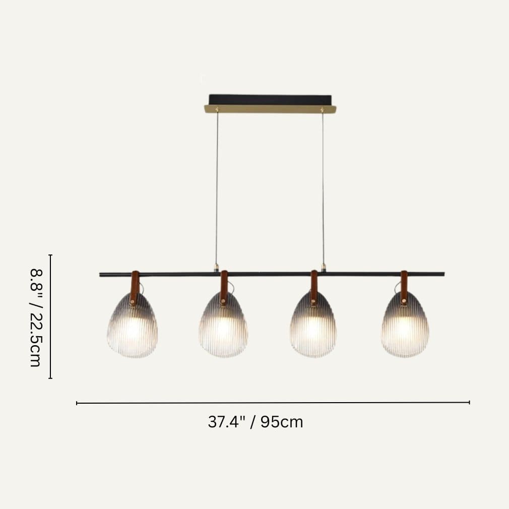 Residence Supply 4 Head - 37.4" x 8.8" x 47.2" / 95cm x 22.5cm x 120cm - 20W / Warm White 3000K Abdou Linear Chandelier