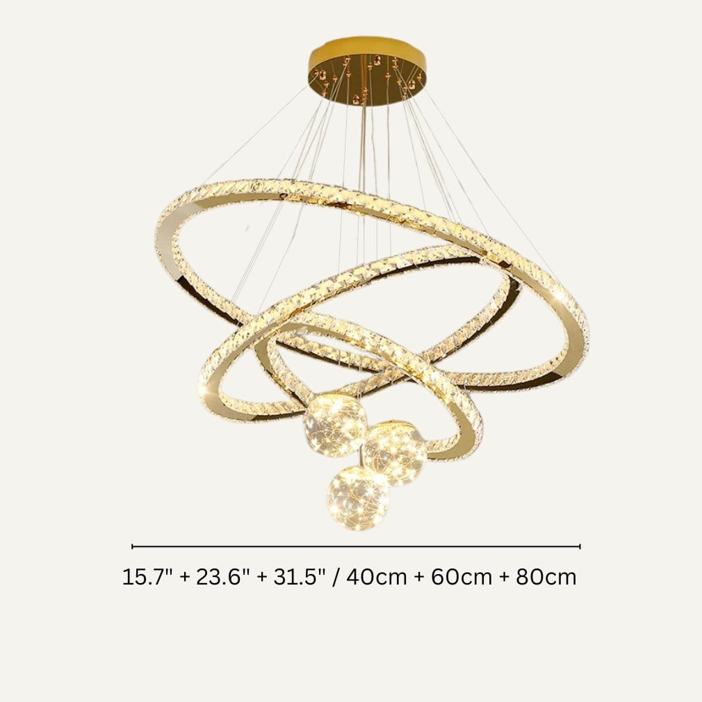 Residence Supply 3 Rings - 15.7" + 23.6" + 31.5" / 40cm + 60cm + 80cm - 100W / Color Adjustable Light with Remote Control Abner Chandelier