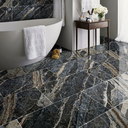 TCSC-Adriatic Black Exotic Marble Polished Floor and Wall Tile - Large Format - Livfloors Collection