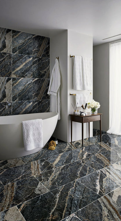 TCSC-Adriatic Black Exotic Marble Polished Floor and Wall Tile - Large Format - Livfloors Collection