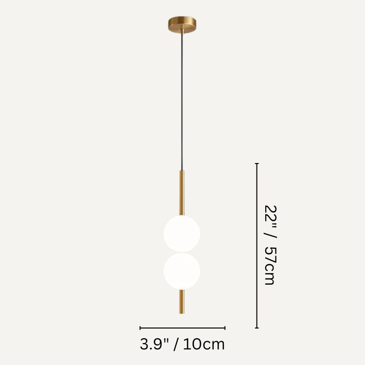 Residence Supply 1 Head - 2 Balls - Brass - 3.9" X 22" / 10cm x 57cm / Cold White Afzal Pendant Light