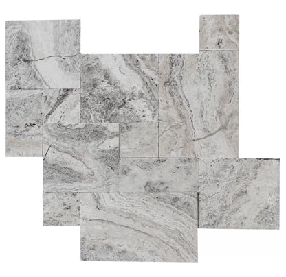 TCSC | Alaska Silver Travertine Pattern Tumbled Pavers - Belair Collection