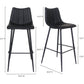 Moe's BLACK ALIBI BAR STOOL- SET OF TWO (BLACK)