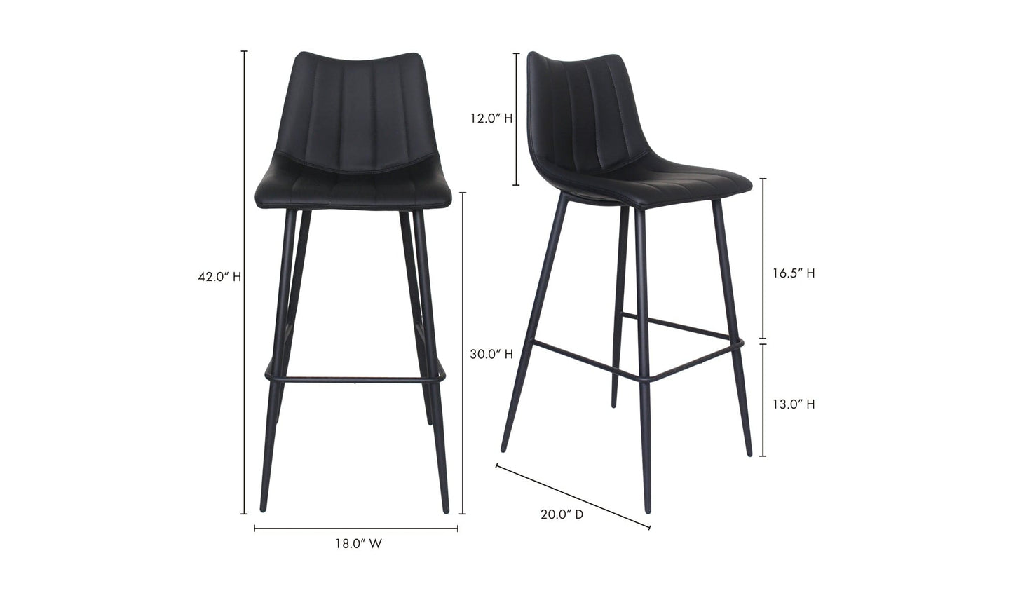 Moe's BLACK ALIBI BAR STOOL- SET OF TWO (BLACK)