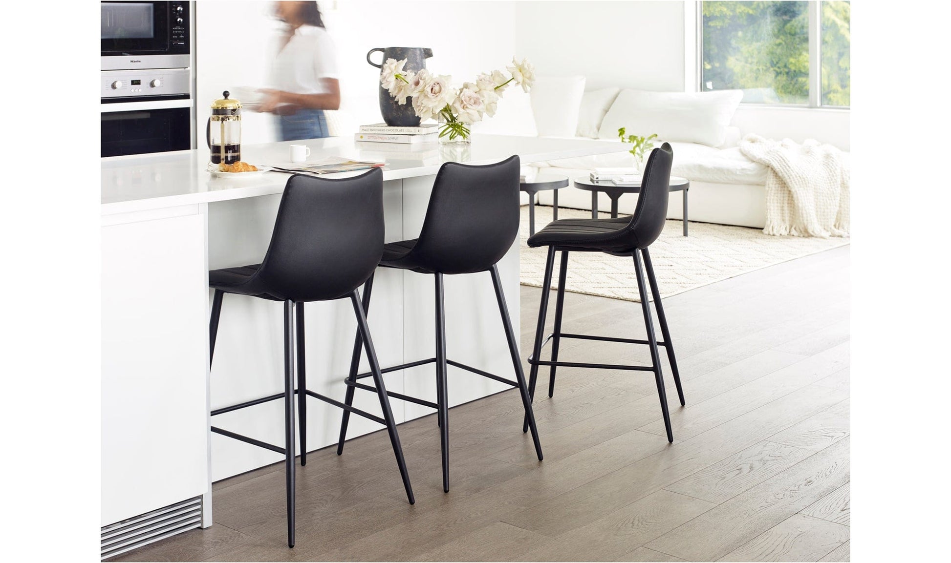 Moe's BLACK ALIBI BAR STOOL- SET OF TWO (BLACK)