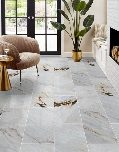 TCSC | Alpina White Marble Polished Floor and Wall Tile - Large Format - Livfloors Collection