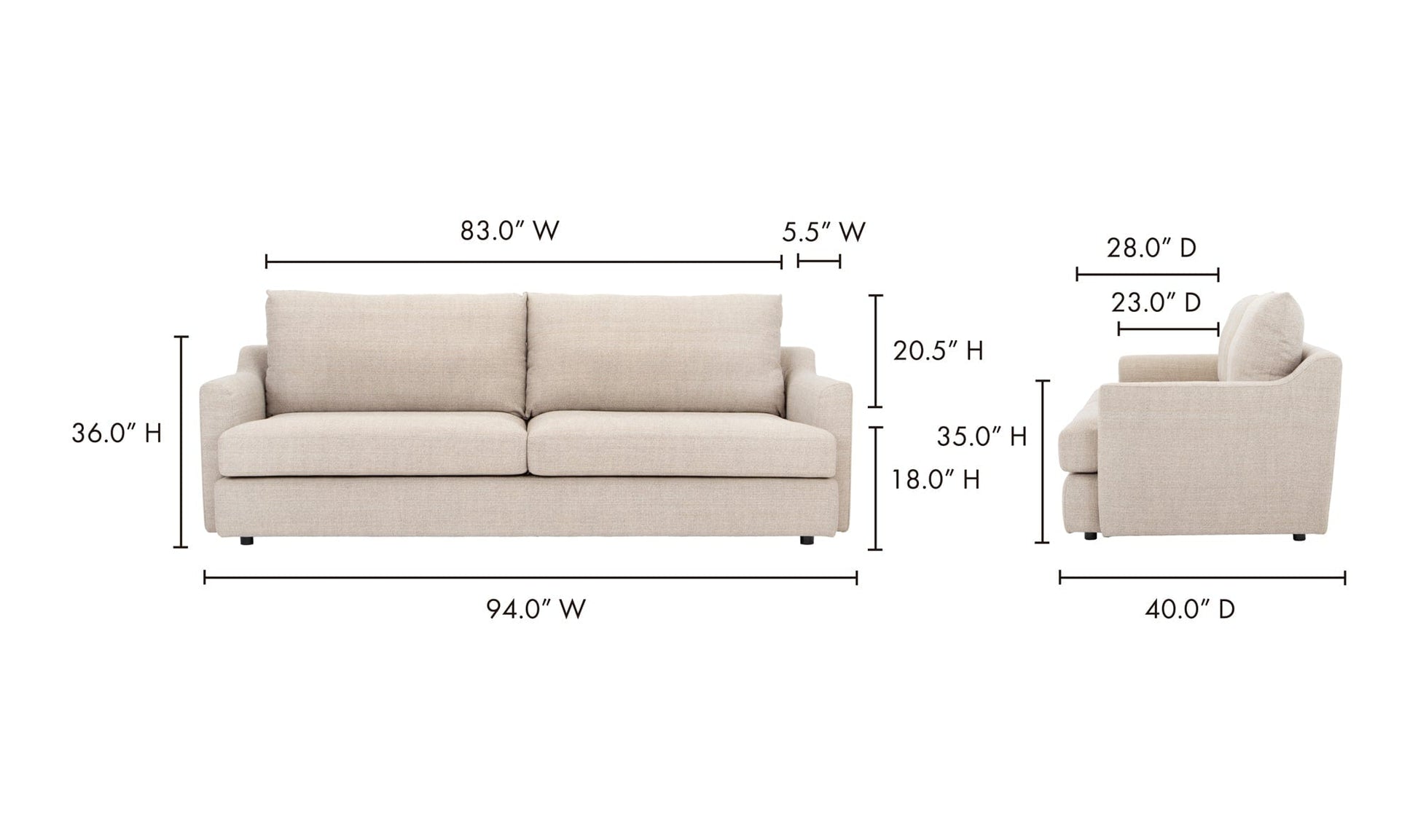 Moe's ALVIN SOFA-TAN Organic Bookshelf Slab with Glass Shelves