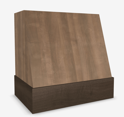 Riley & Higgs American Walnut Wood Range Hood With Angled Front and Walnut Band - 30", 36", 42", 48", 54" and 60" Widths Available