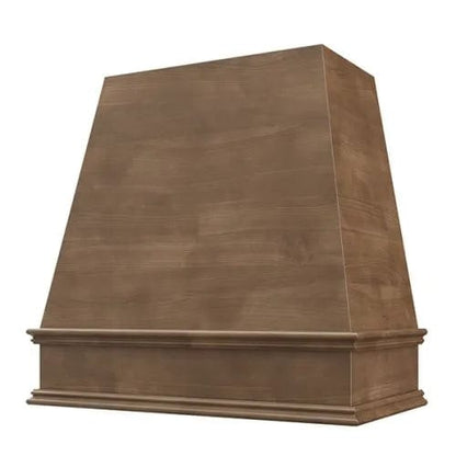 Riley & Higgs American Walnut Wood Range Hood With Tapered Front and Decorative Trim - 30", 36", 42", 48", 54" and 60" Widths Available