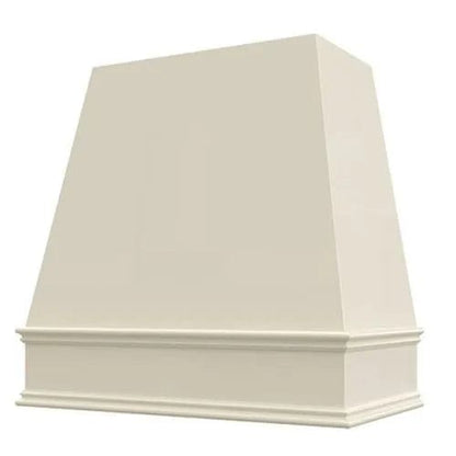 Riley & Higgs Antique White Wood Range Hood With Tapered Front and Decorative Trim - 30", 36", 42", 48", 54" and 60" Widths Available