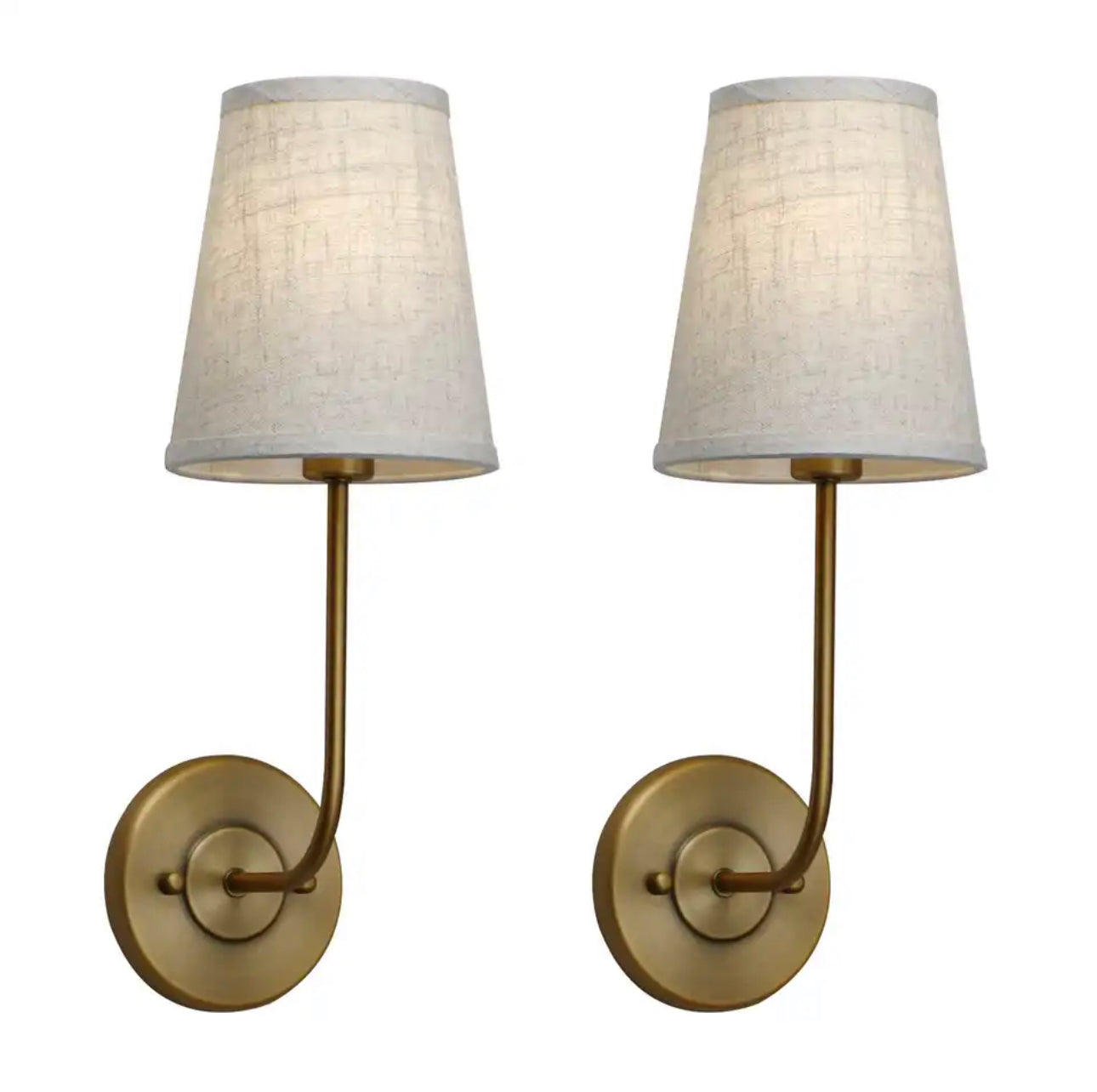 Country Industrial Wall Lamps with Flared Linen Shades