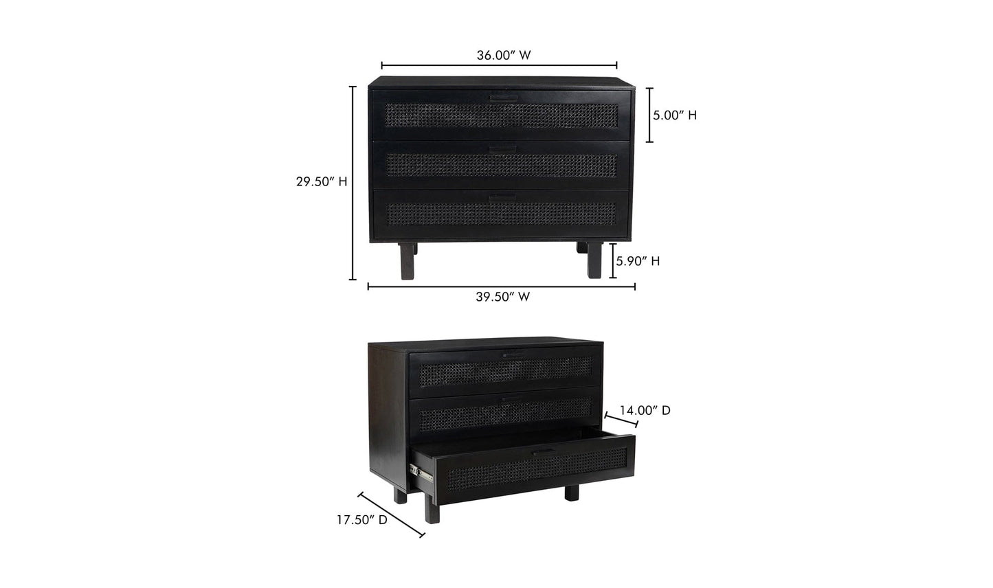 Moe's Black ASHTON CHEST SQUARE Organic Bookshelf Slab with Glass Shelves