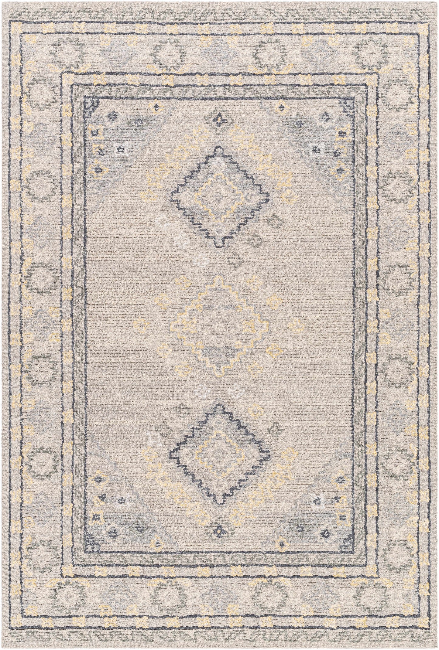 Alena Gray Wool Blend Area Rug.