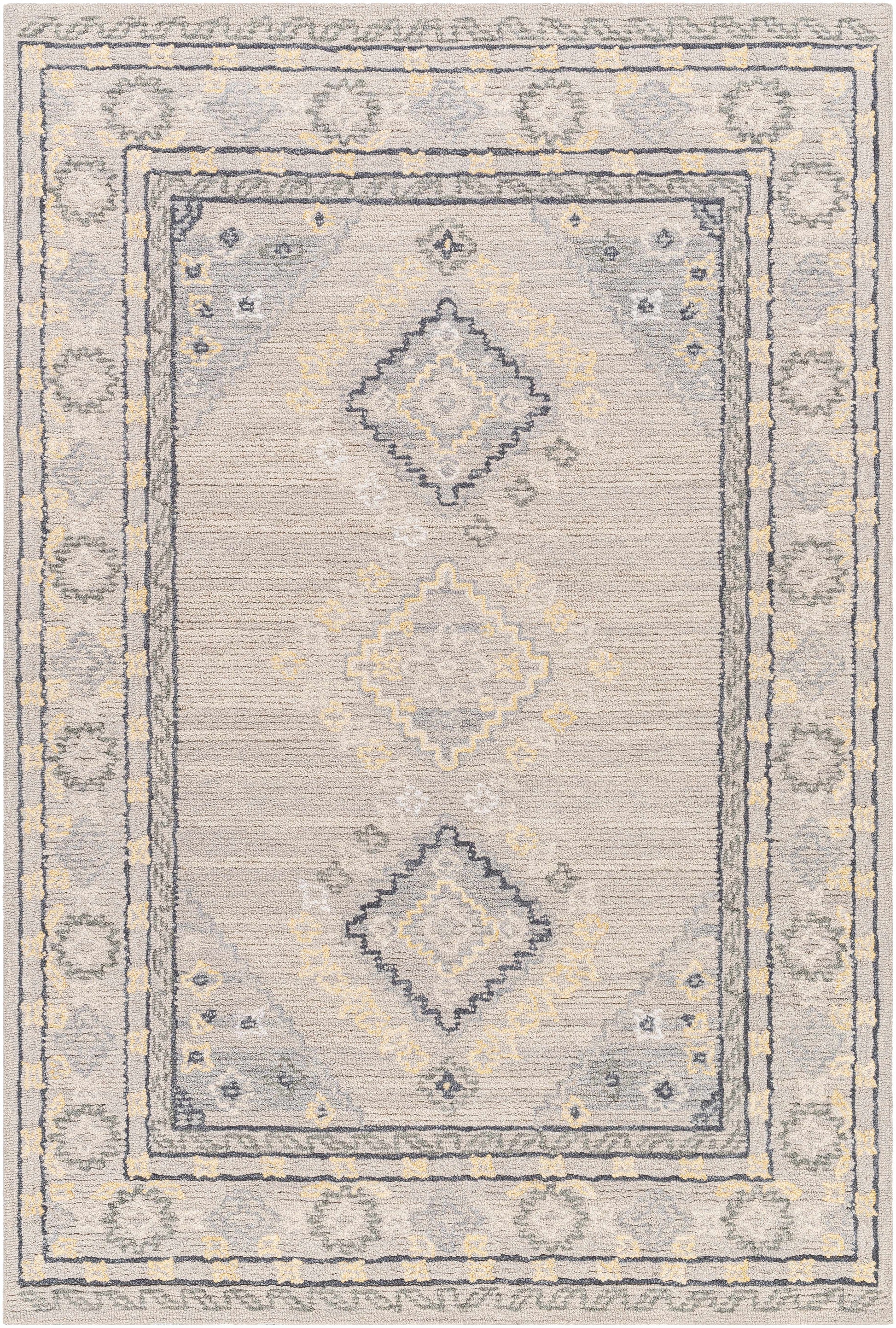 Alena Gray Wool Blend Area Rug.