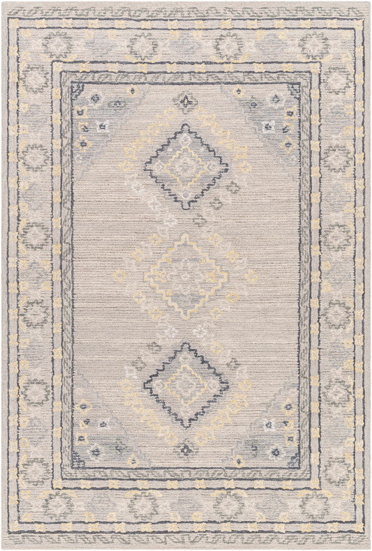 Alena Gray Wool Blend Area Rug.