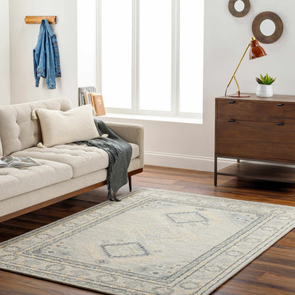 Alena Gray Wool Blend Area Rug.