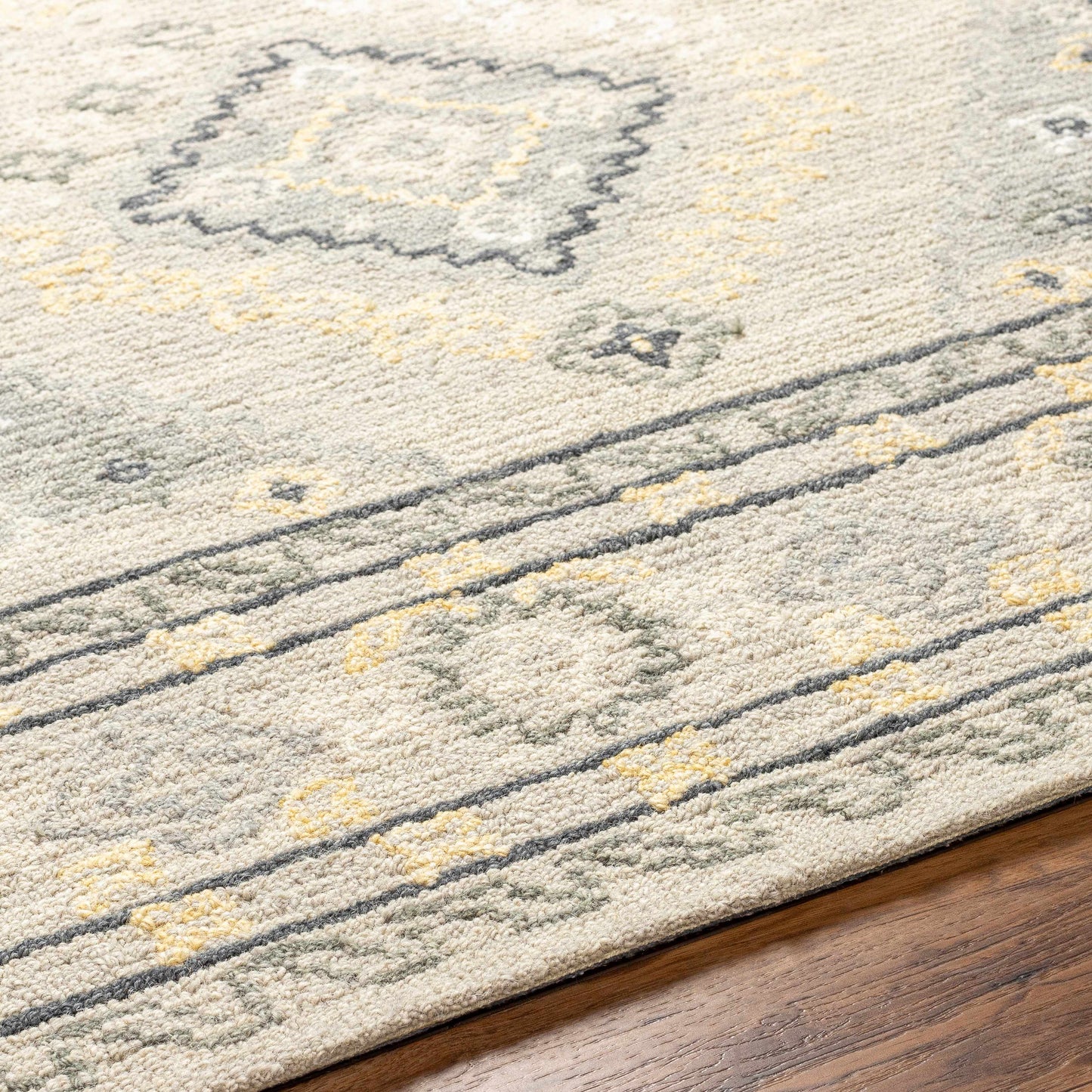 Alena Gray Wool Blend Area Rug.