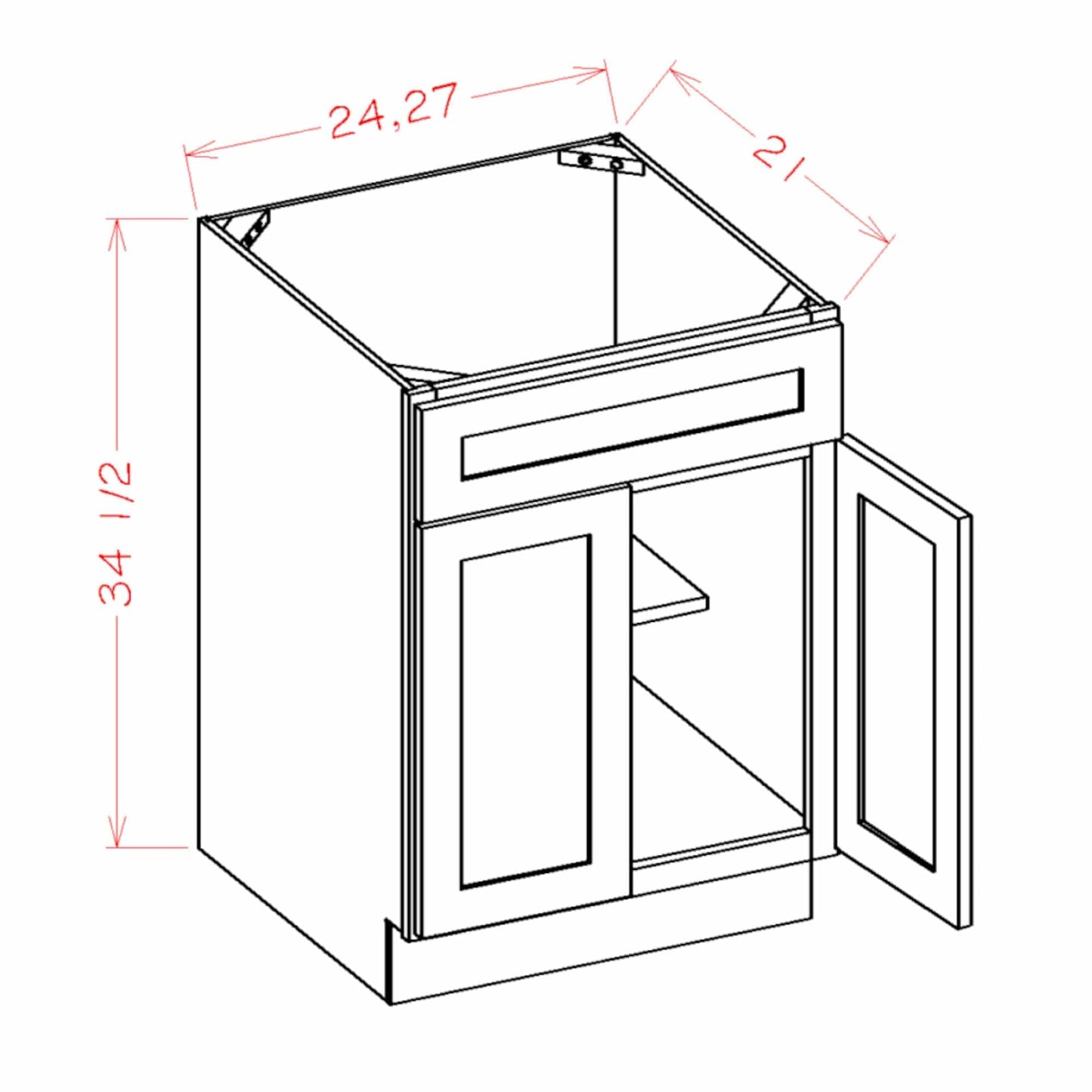 Riley & Higgs Bathroom Vanity 24 Inch Gray Stained Shaker Single Sink Bathroom Vanity