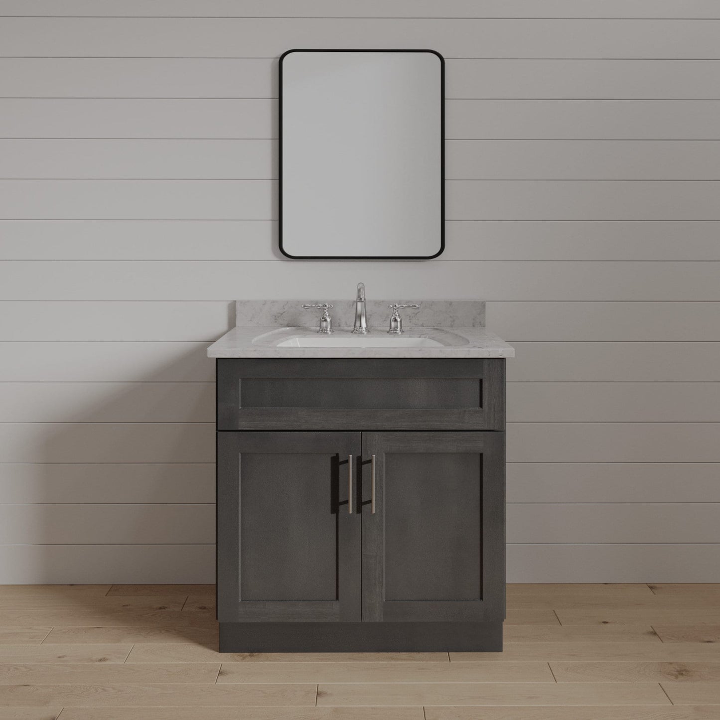 Riley & Higgs Bathroom Vanity 24 Inch Gray Stained Shaker Single Sink Bathroom Vanity