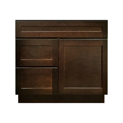 Riley & Higgs Bathroom Vanity 30 Inch Espresso Shaker Single Sink Bathroom Vanity with Drawers on the Left