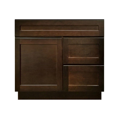 Riley & Higgs Bathroom Vanity 30 Inch Espresso Shaker Single Sink Bathroom Vanity with Drawers on the Right