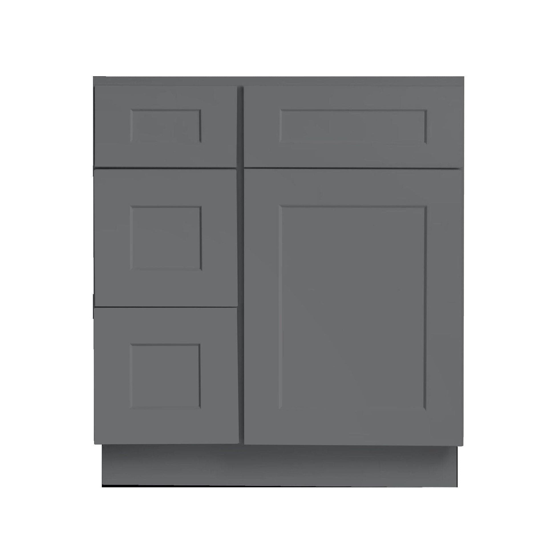 Riley & Higgs Bathroom Vanity 30 Inch Grey Shaker Single Sink Bathroom Vanity with Drawers on the Left