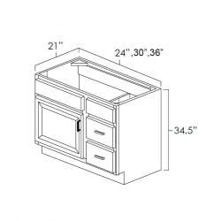 Riley & Higgs Bathroom Vanity 30 Inch Hickory Shaker Single Sink Bathroom Vanity with Drawers on the Right