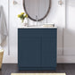 Riley & Higgs Bathroom Vanity 30 Inch Navy Blue Shaker Single Sink Bathroom Vanity with Drawers on the Right