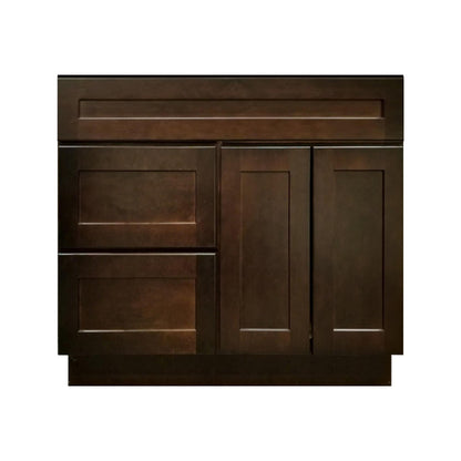 Riley & Higgs Bathroom Vanity 36 Inch Espresso Shaker Single Sink Bathroom Vanity with Drawers on the Left