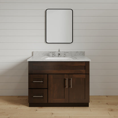 Riley & Higgs Bathroom Vanity 36 Inch Espresso Shaker Single Sink Bathroom Vanity with Drawers on the Left