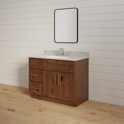 Riley & Higgs Bathroom Vanity 36 Inch Rustic Shaker Single Sink Bathroom Vanity with Drawers on the Left