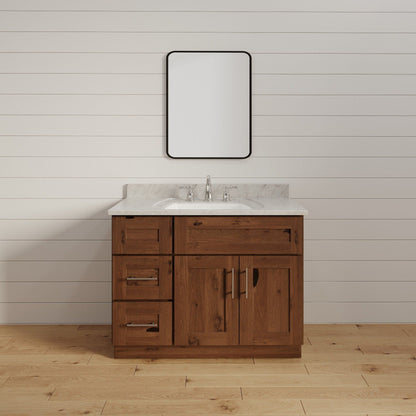 36 Inch Rustic Shaker Single Sink Bathroom Vanity with Drawers on the Left