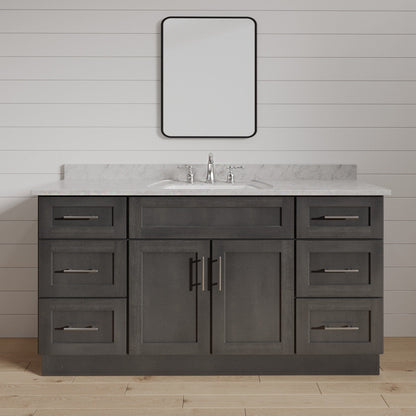 Riley & Higgs Bathroom Vanity 48 Inch Gray Stained Shaker Single Sink Bathroom Vanity With Drawers