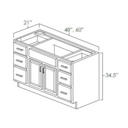 Riley & Higgs Bathroom Vanity 48 Inch Gray Stained Shaker Single Sink Bathroom Vanity With Drawers