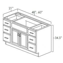 Riley & Higgs Bathroom Vanity 48 Inch Hickory Shaker Single Sink Bathroom Vanity with Drawers